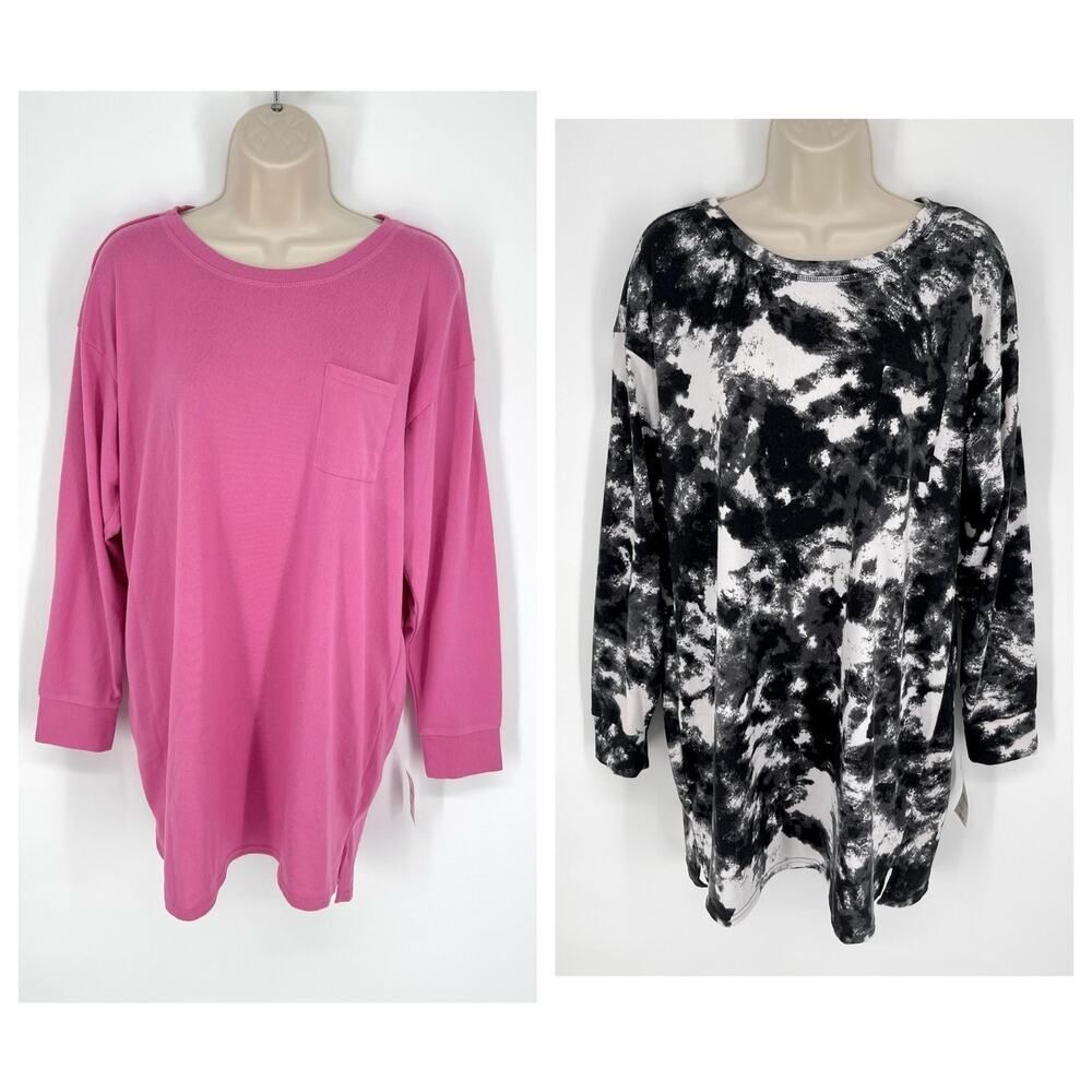 Jenni NEW Women's 2 Pack Bundle Sleep Shirts M White Dynamic, Pink Tease